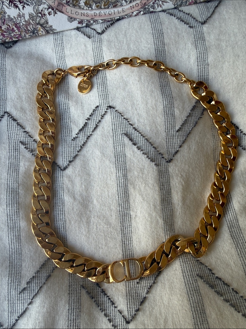 CHRISTIAN DIOR Danseuse Etoile Chain Choker Necklace Gold - Picture 5 of 17